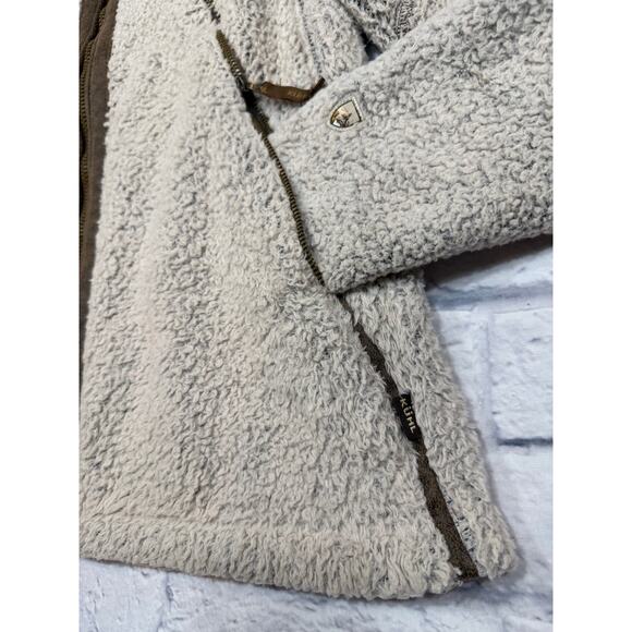 KUHL Flight Jacket Polar Fleece Fuzzy Zip Up Oatmeal beige size Large - Picture 12 of 15